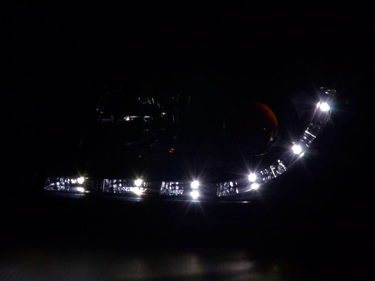 Scheinwerfer Set Daylight LED TFL-Optik VW Bora Typ 1J 99-04 schwarz Scheinwerfer Set Daylight LED TFL-Optik VW Bora Typ 1J 99-04 schwarz